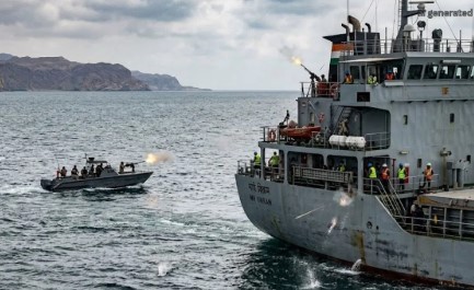 Indian ships firing Strait of Hormuz